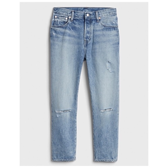 ❤️ GAP Boyfriend Jeans size 6 Mid-Rise Distress Crop size 28 (size 6) NWTS-$90 - Picture 3 of 6